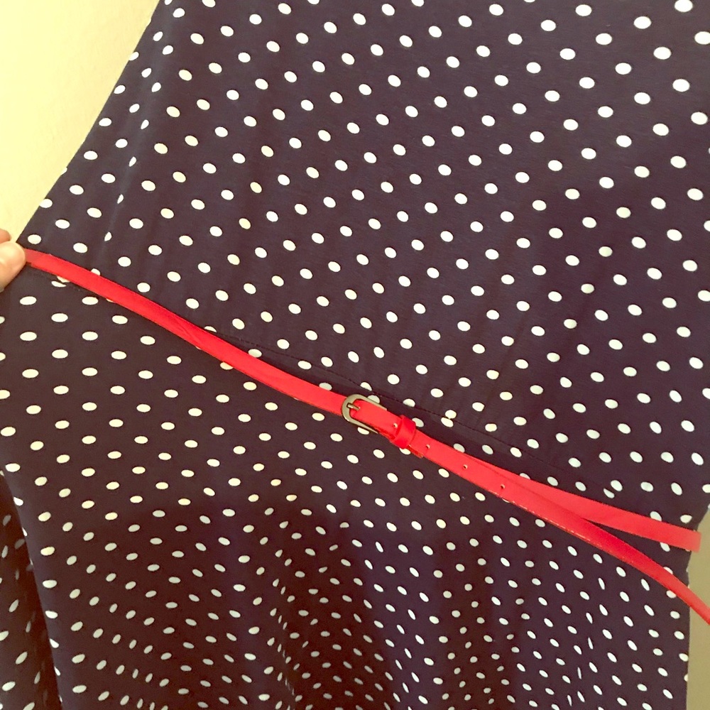 Plus size polka dot dress with belt 3x